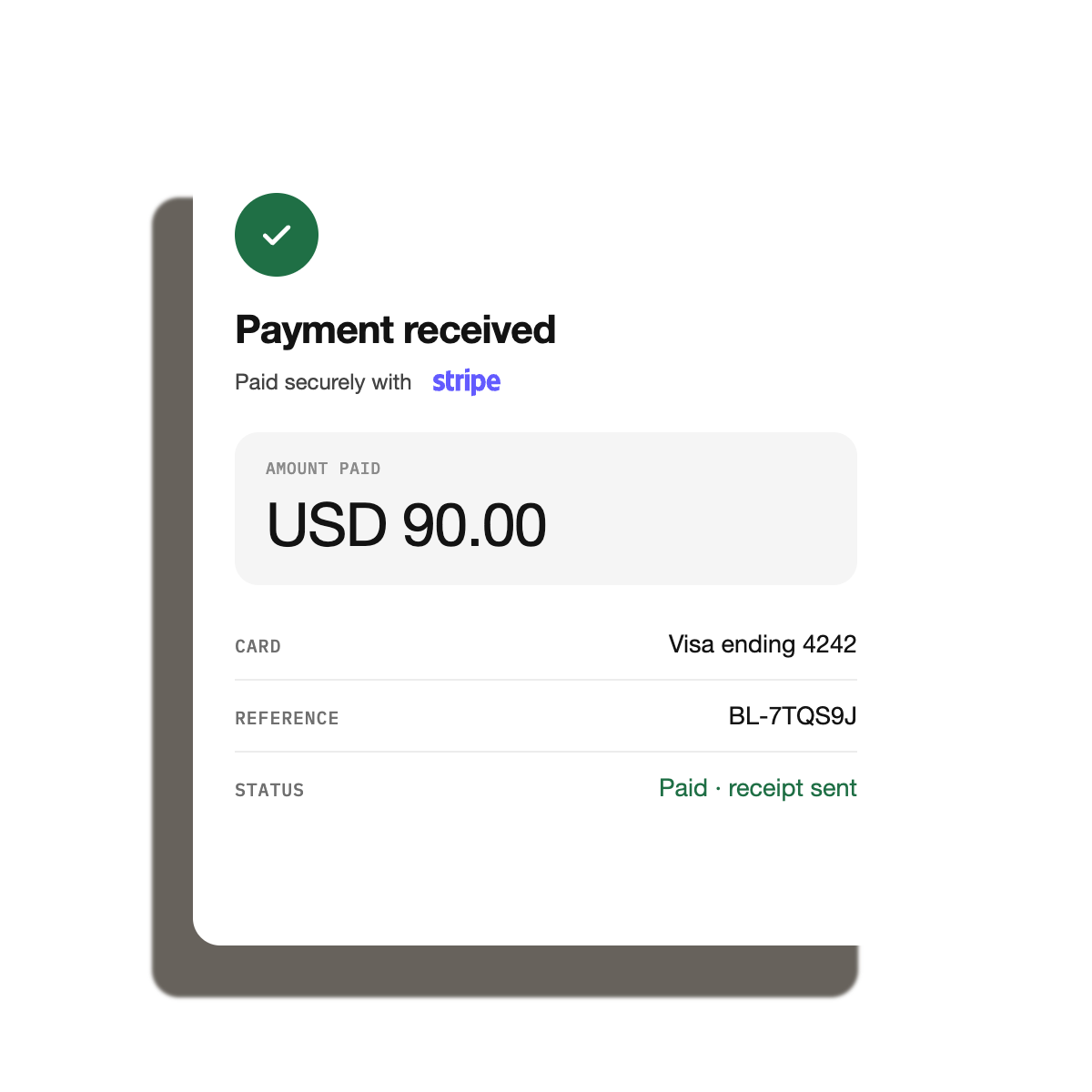 A payment confirmation